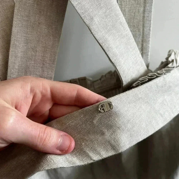 Adriana Degreas Linen Blend Cross Back Overall Dress Size Medium - Picture 5 of 6